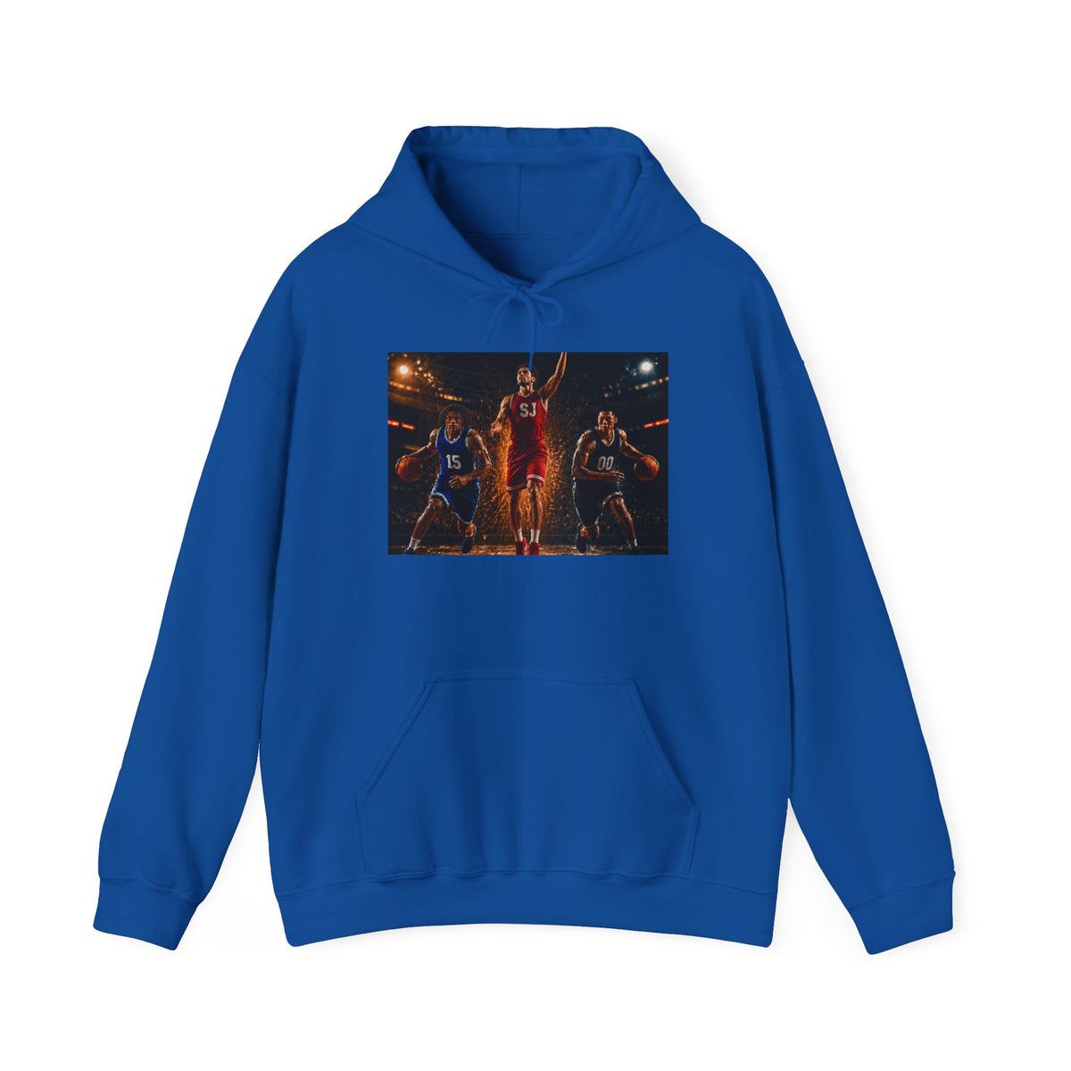 Basketball Players Hoodie - Action Shot Court Scene Pullover