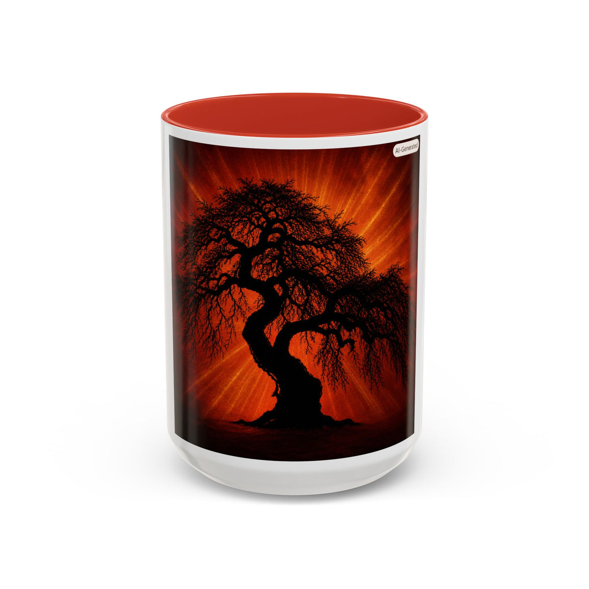 Sunset Bonsai Coffee Mug – Fiery Tree Accent 11/15oz