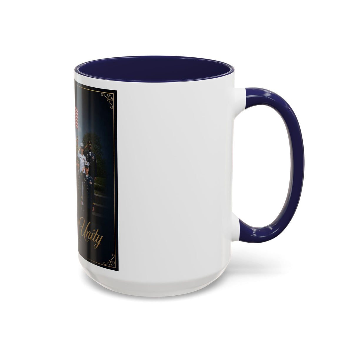 Honor and Unity Military Coffee Mug — Patriotic Veteran Flag Accent 11/15oz