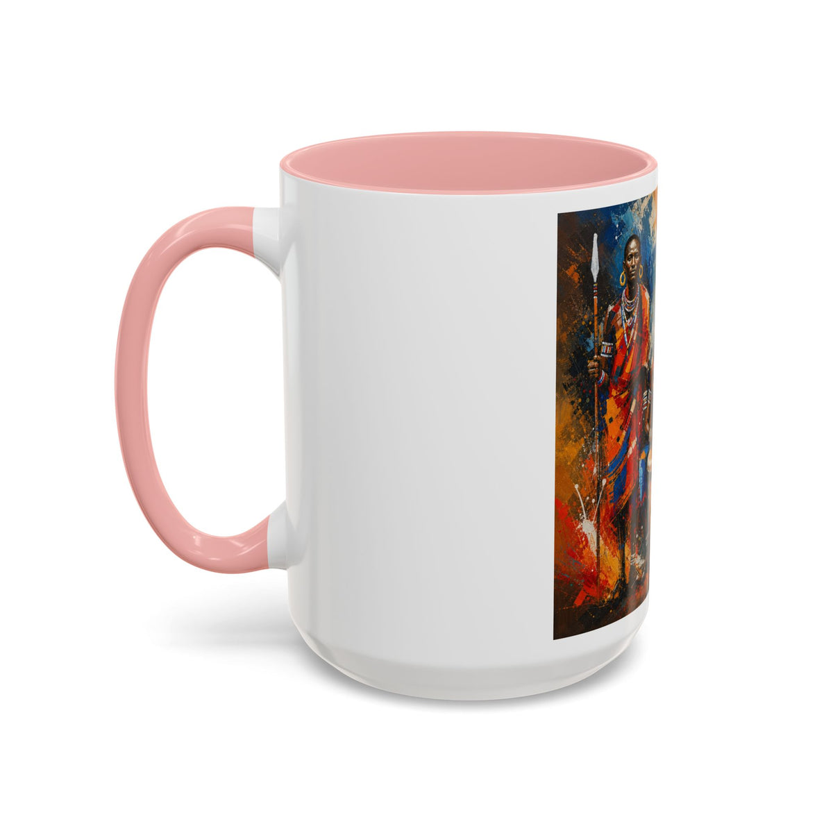 African Drummers Art Coffee Mug — Colorful Maasai Music Accent Mug (11/15oz)