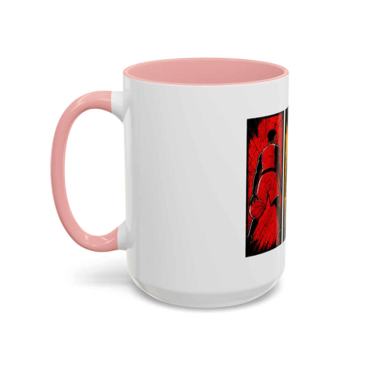 Basketball Silhouette Accent Coffee Mug — Color Block Players (11oz, 15oz)