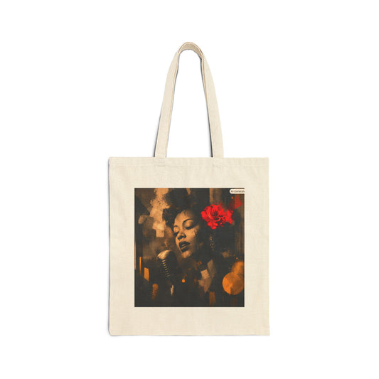 Canvas Tote Bag — Vintage Jazz Portrait with Red Flower (Art Print)