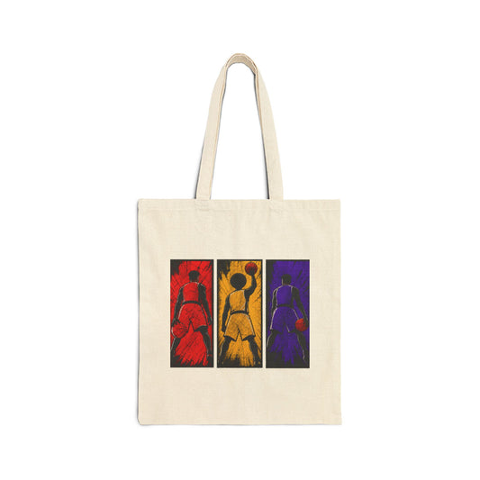 Canvas Tote Bag — Retro Abstract Basketball Players Pop-Art Design