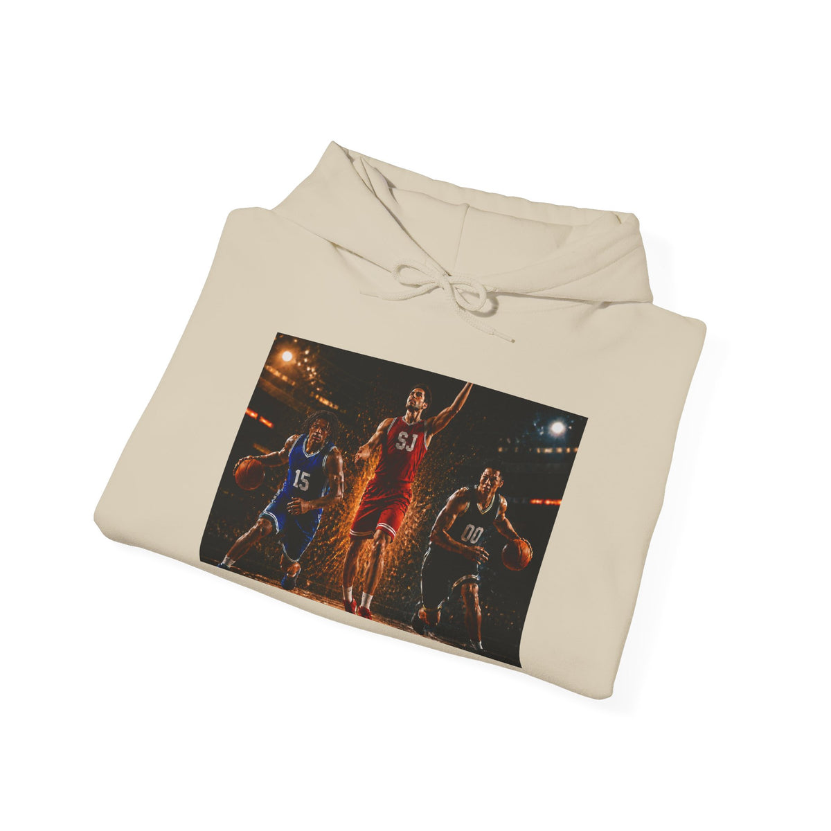 Basketball Players Hoodie - Action Shot Court Scene Pullover