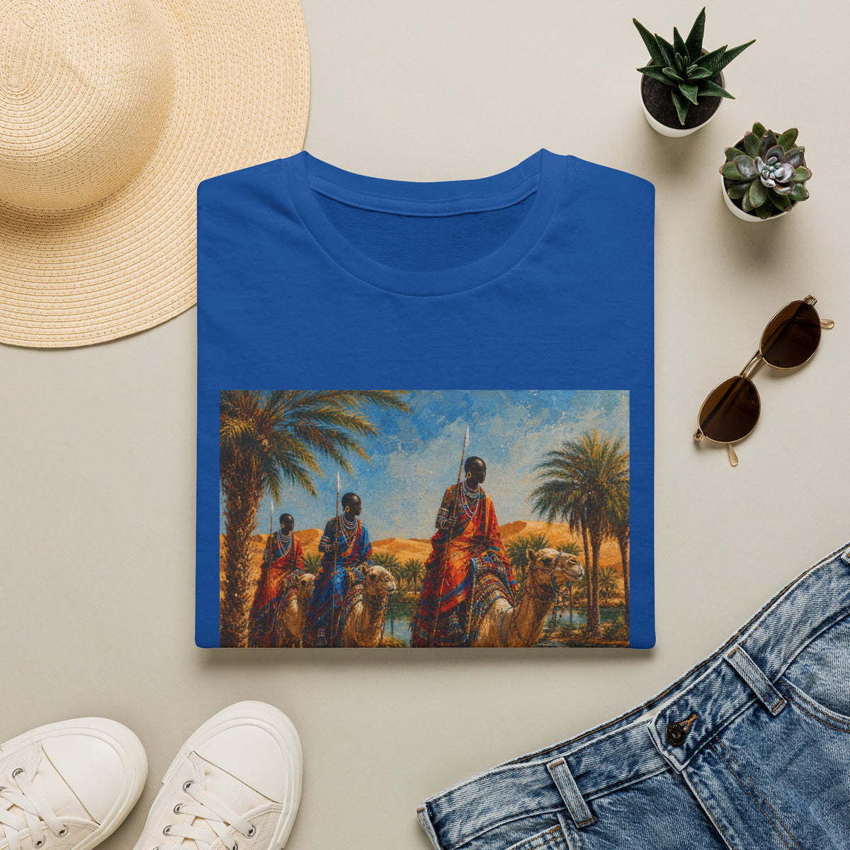 Desert Caravan Art T-Shirt — Vintage Camel Riders Print