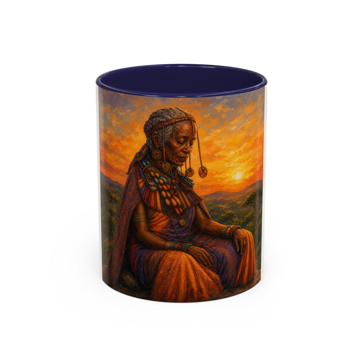 Sunset Sage Coffee Mug — African Matriarch Art 11oz/15oz Accent Mug