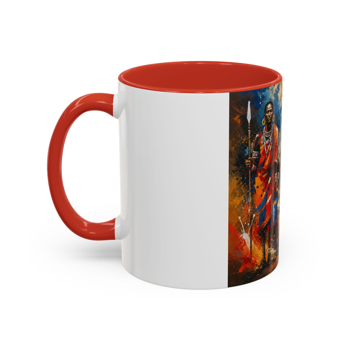 African Drummers Art Coffee Mug — Colorful Maasai Music Accent Mug (11/15oz)