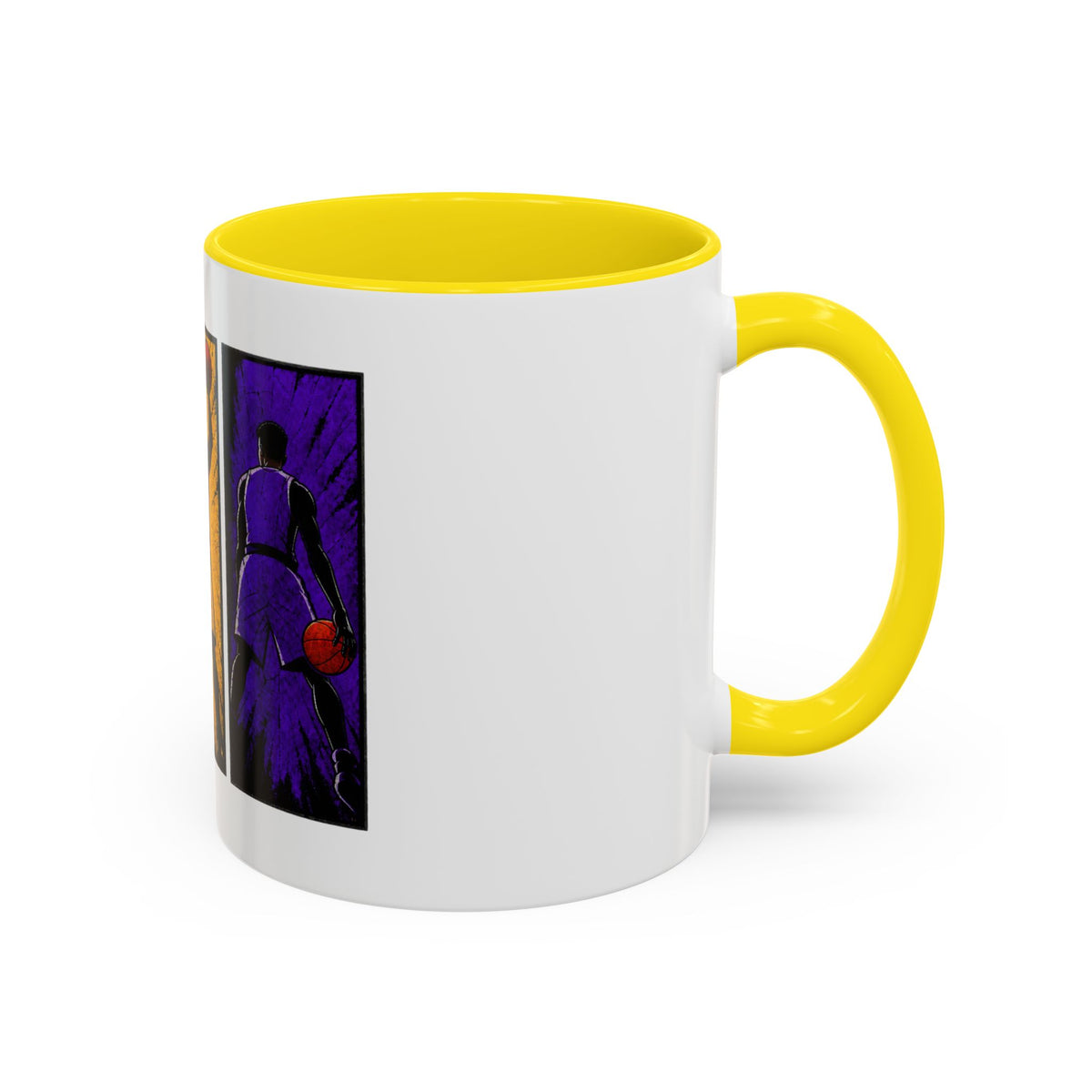 Basketball Silhouette Accent Coffee Mug — Color Block Players (11oz, 15oz)