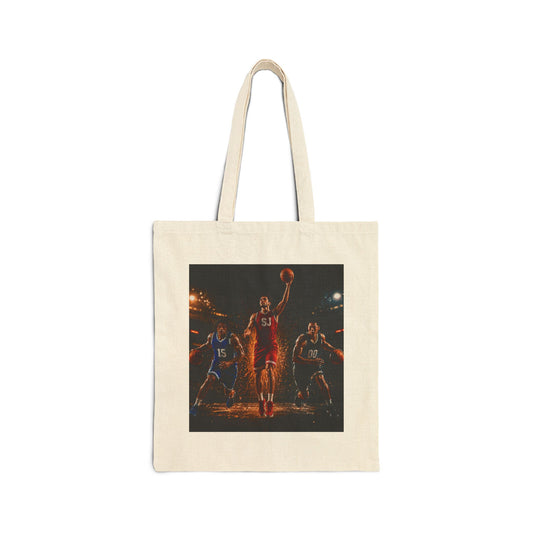 Basketball Player Canvas Tote Bag – Vintage Hoop Night Sports Shopper