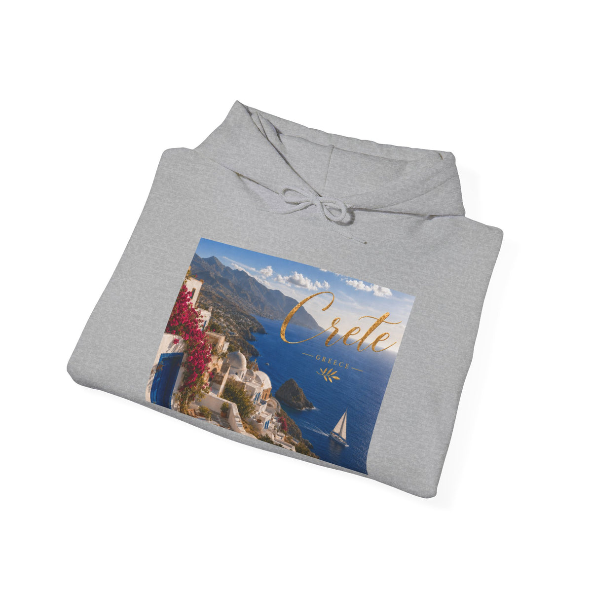Santorini Coastline Hoodie – Greece Travel Photo Sweatshirt with 'Create' Script