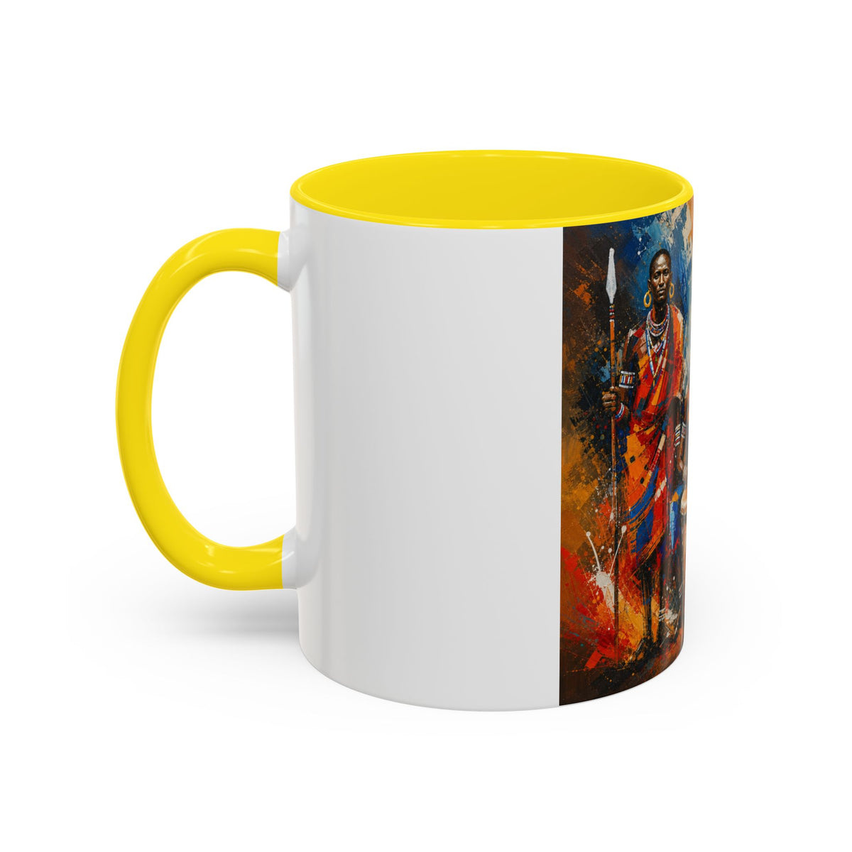 African Drummers Art Coffee Mug — Colorful Maasai Music Accent Mug (11/15oz)