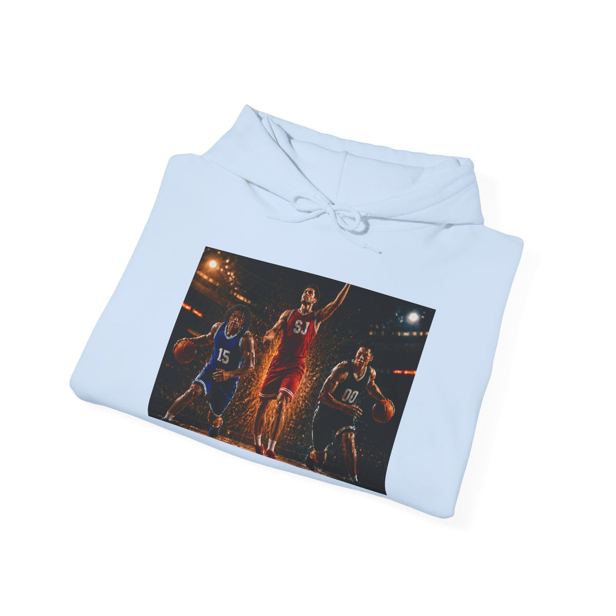 Basketball Players Hoodie - Action Shot Court Scene Pullover