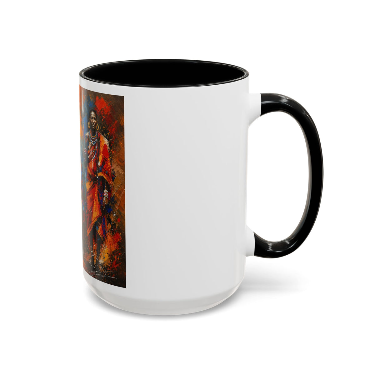 African Drummers Art Coffee Mug — Colorful Maasai Music Accent Mug (11/15oz)