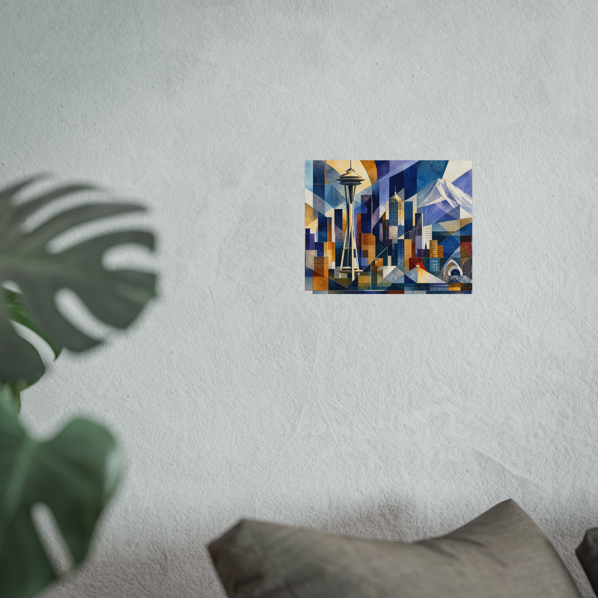 Seattle Skyline Fine Art Poster — Geometric Abstract Space Needle Print