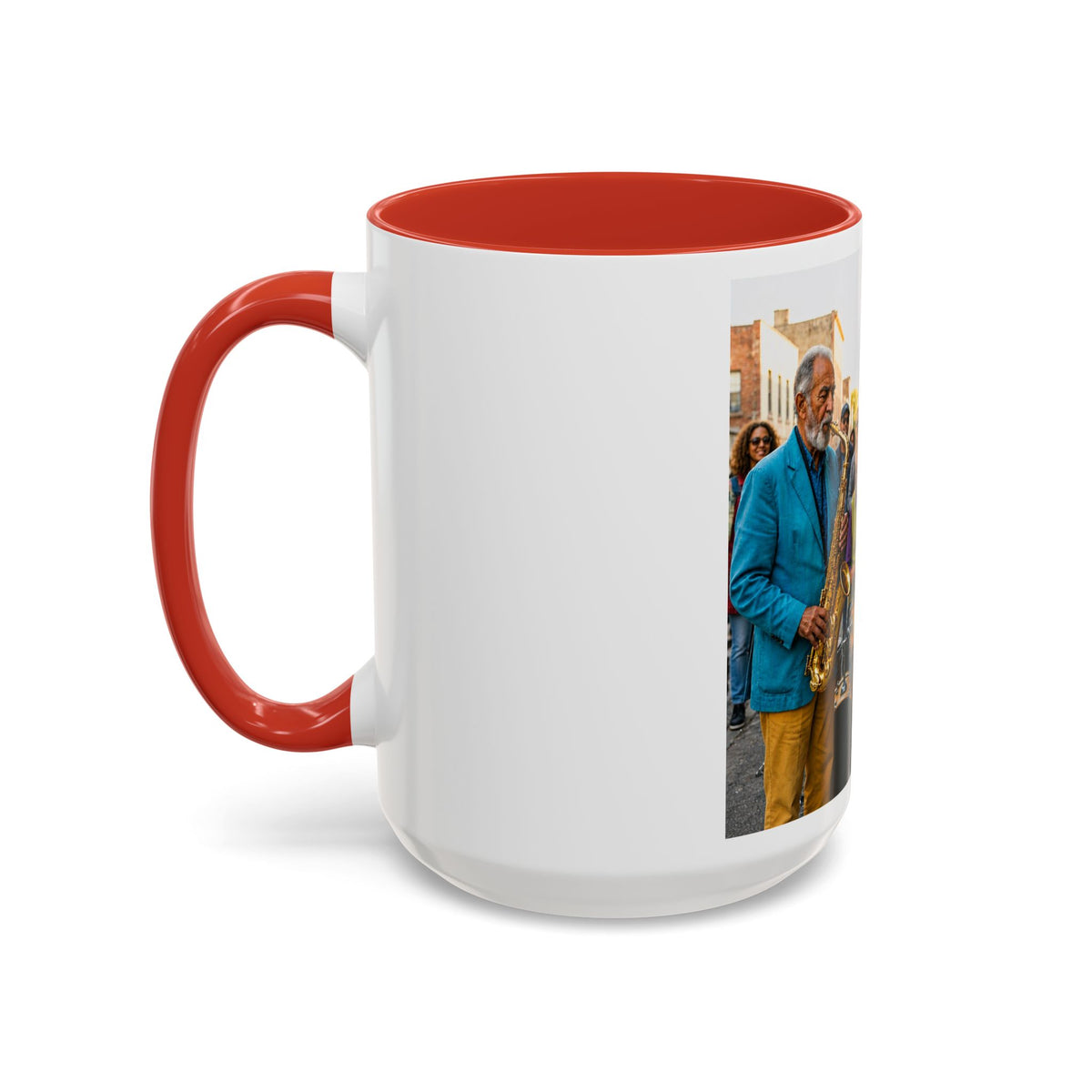 Vintage Jazz Street Band Accent Coffee Mug — 11/15oz