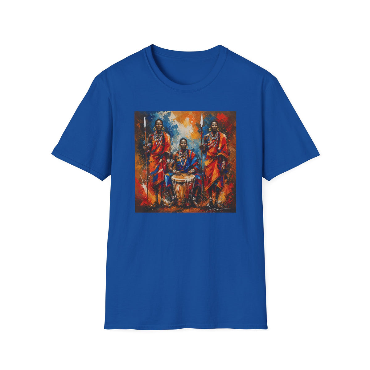 African Drummers Art T-Shirt — Vibrant Maasai Music & Culture Design