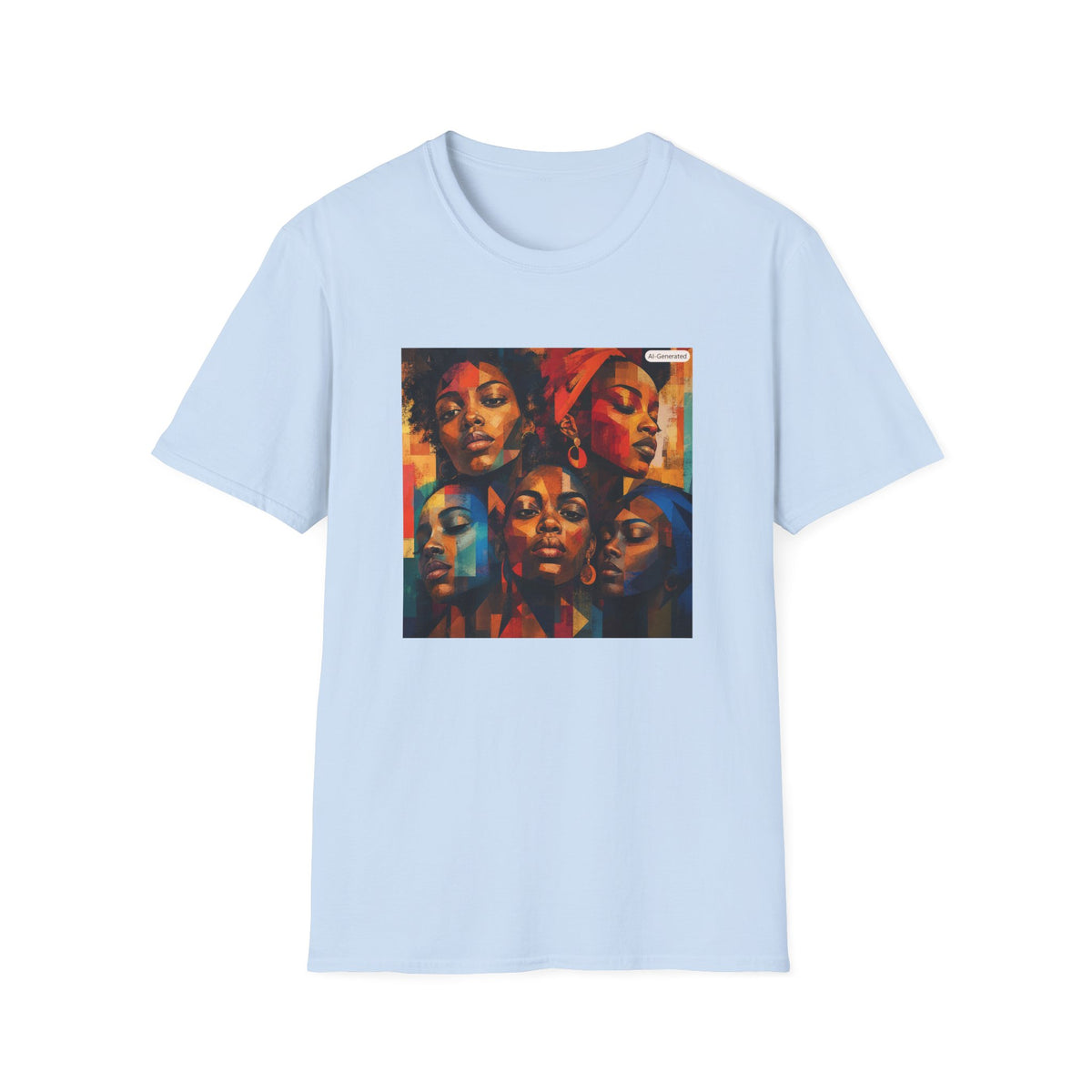 Afrocentric Portrait Tee — Vibrant Multiface Art Graphic T-Shirt