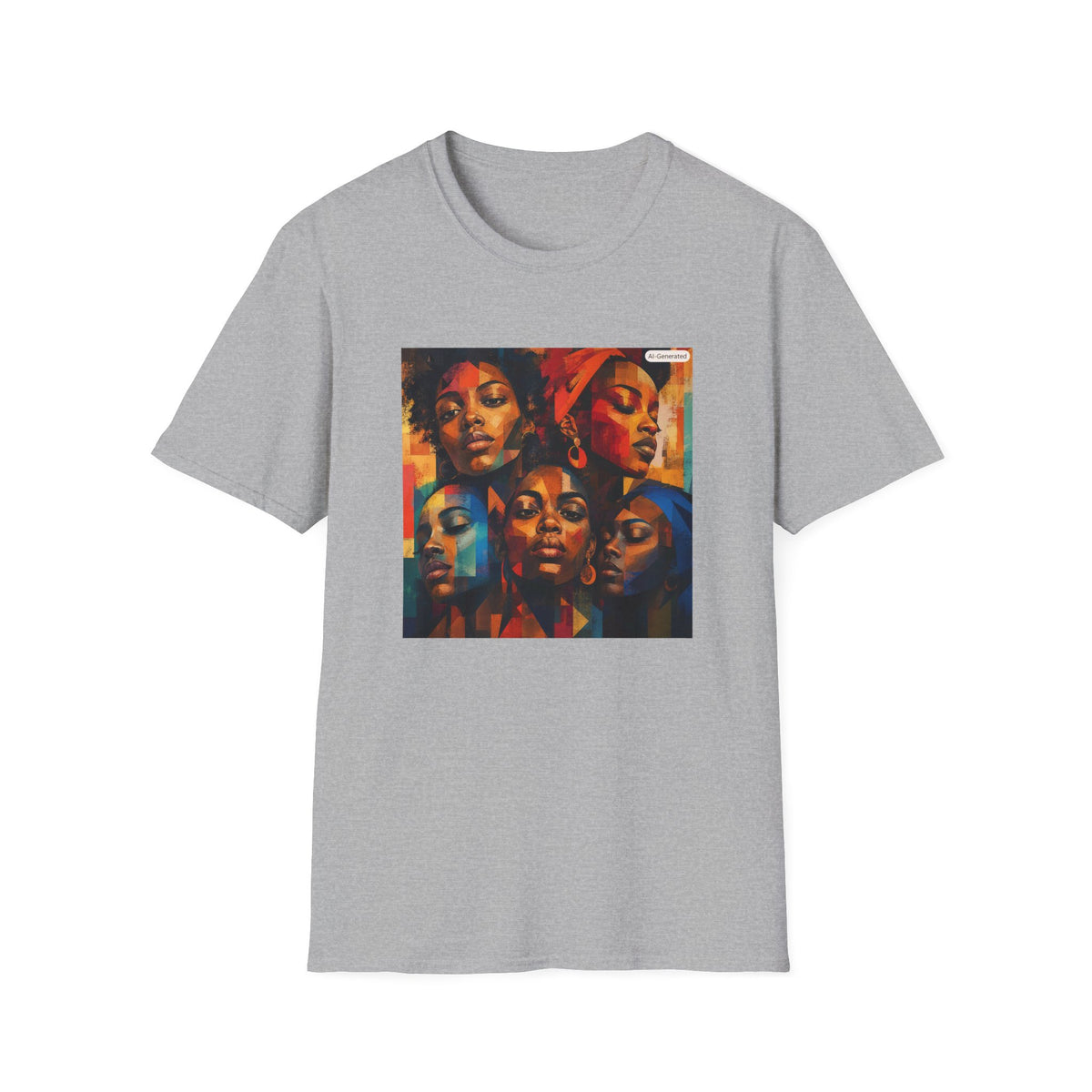 Afrocentric Portrait Tee — Vibrant Multiface Art Graphic T-Shirt