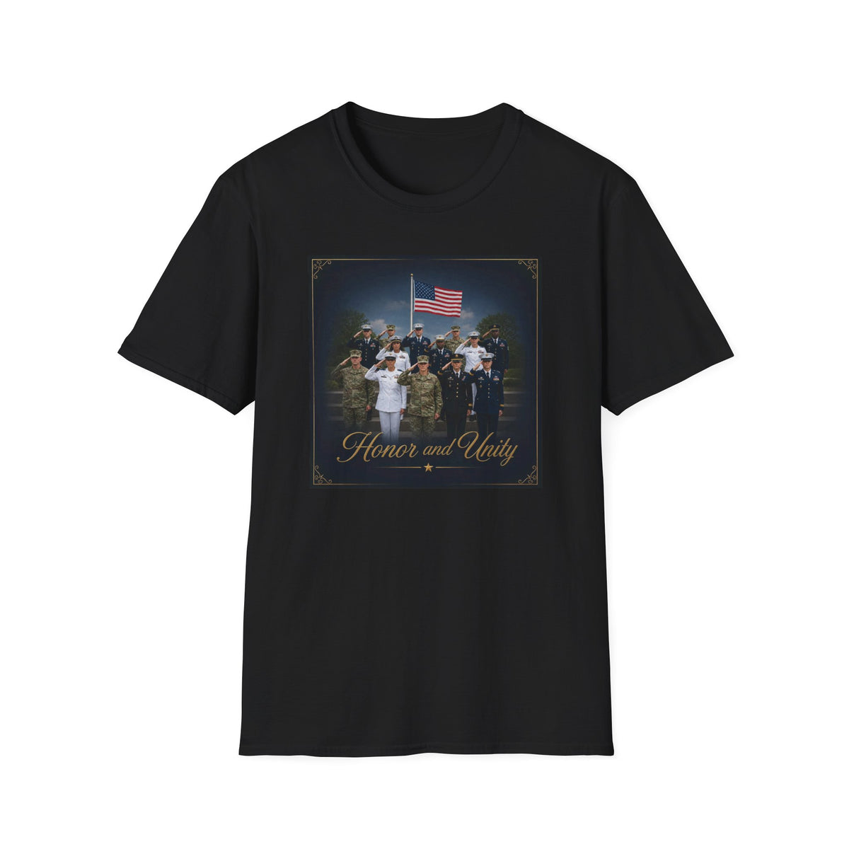 Veterans Honor T-Shirt — 'Honor and Unity' American Flag Military Tribute