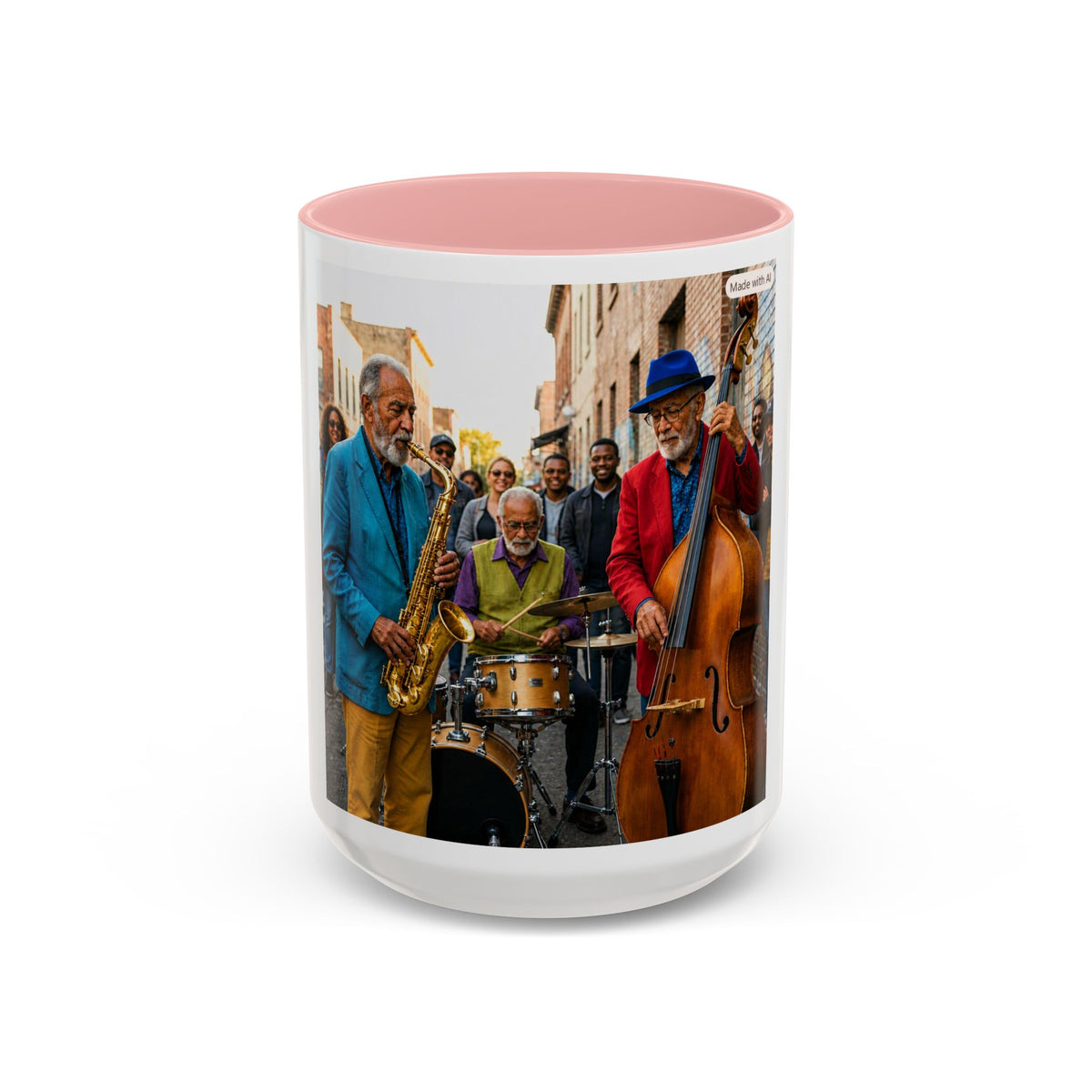 Vintage Jazz Street Band Accent Coffee Mug — 11/15oz
