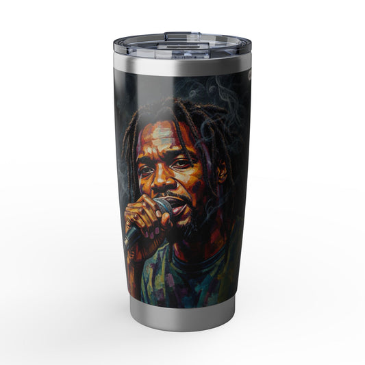 Vagabond 20oz Tumbler — Vibrant Reggae Singer Portrait Insulated Travel Mug