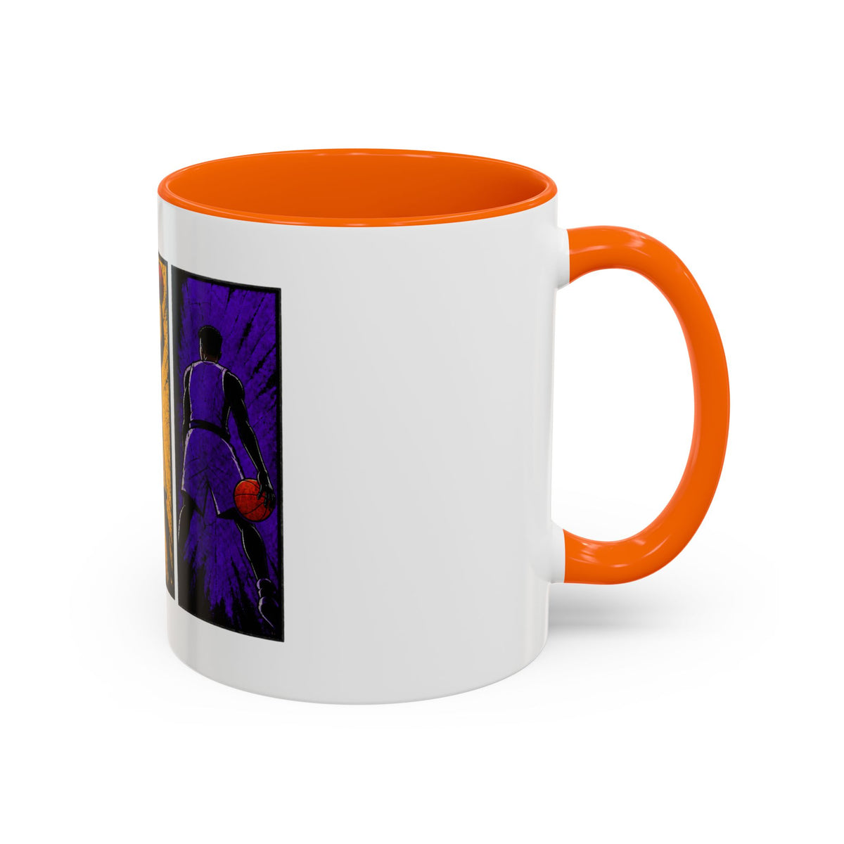Basketball Silhouette Accent Coffee Mug — Color Block Players (11oz, 15oz)