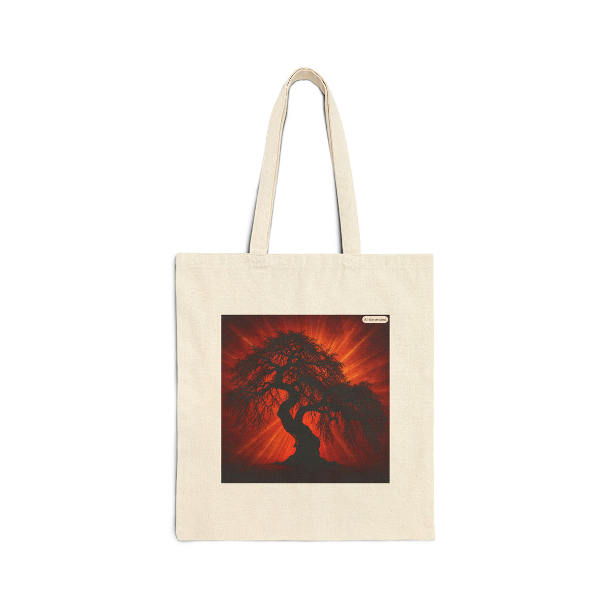 Canvas Tote Bag - Red Bonsai Tree Sunset Art Print