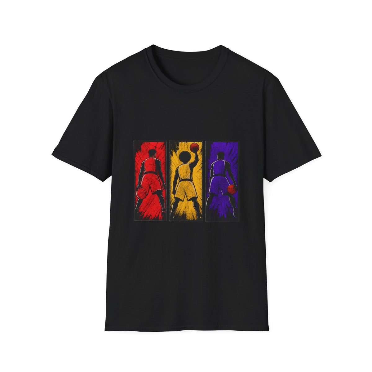 Basketball Throwback Art T-Shirt — Pop Art Silhouette Triptych