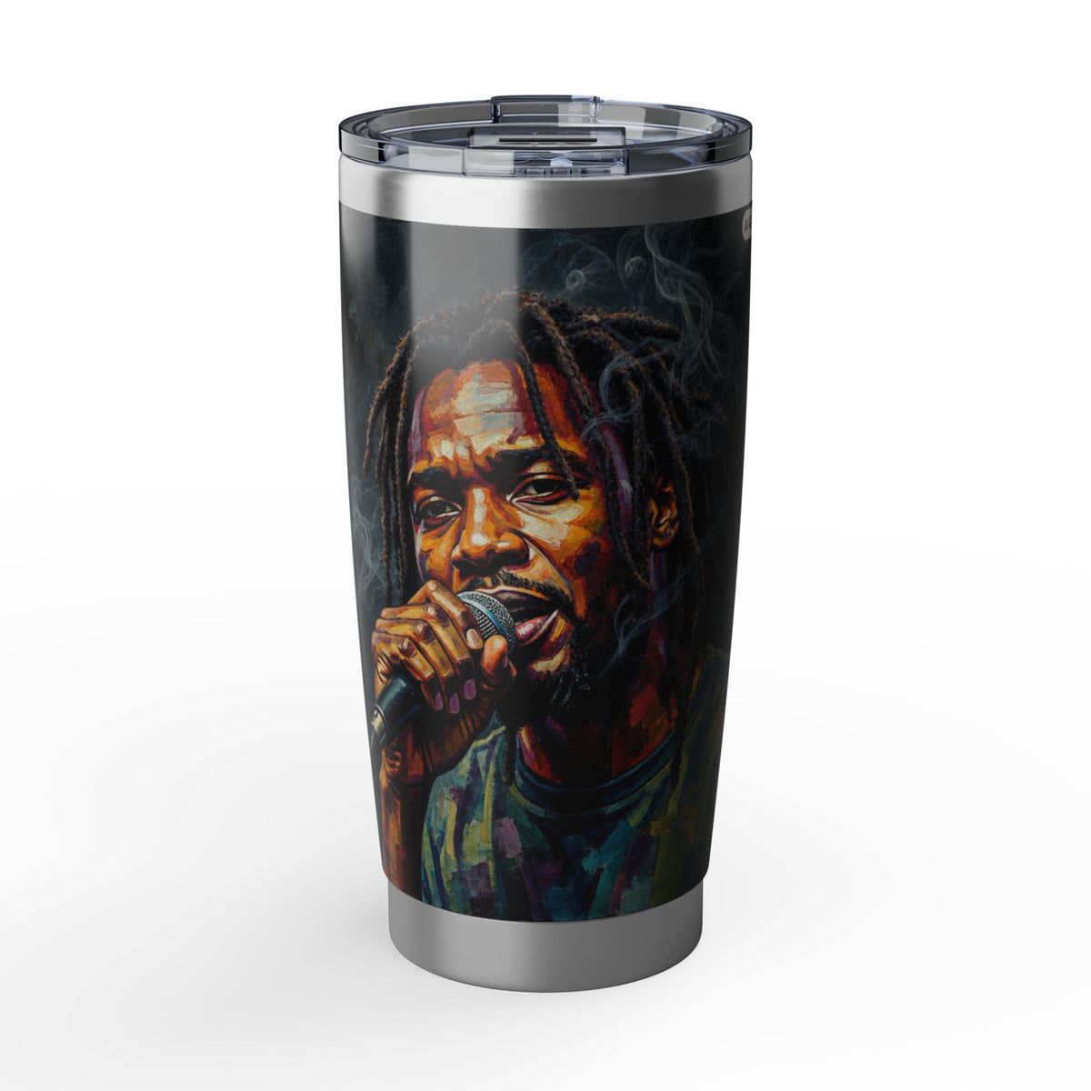 Vagabond 20oz Tumbler — Vibrant Reggae Singer Portrait Insulated Travel Mug