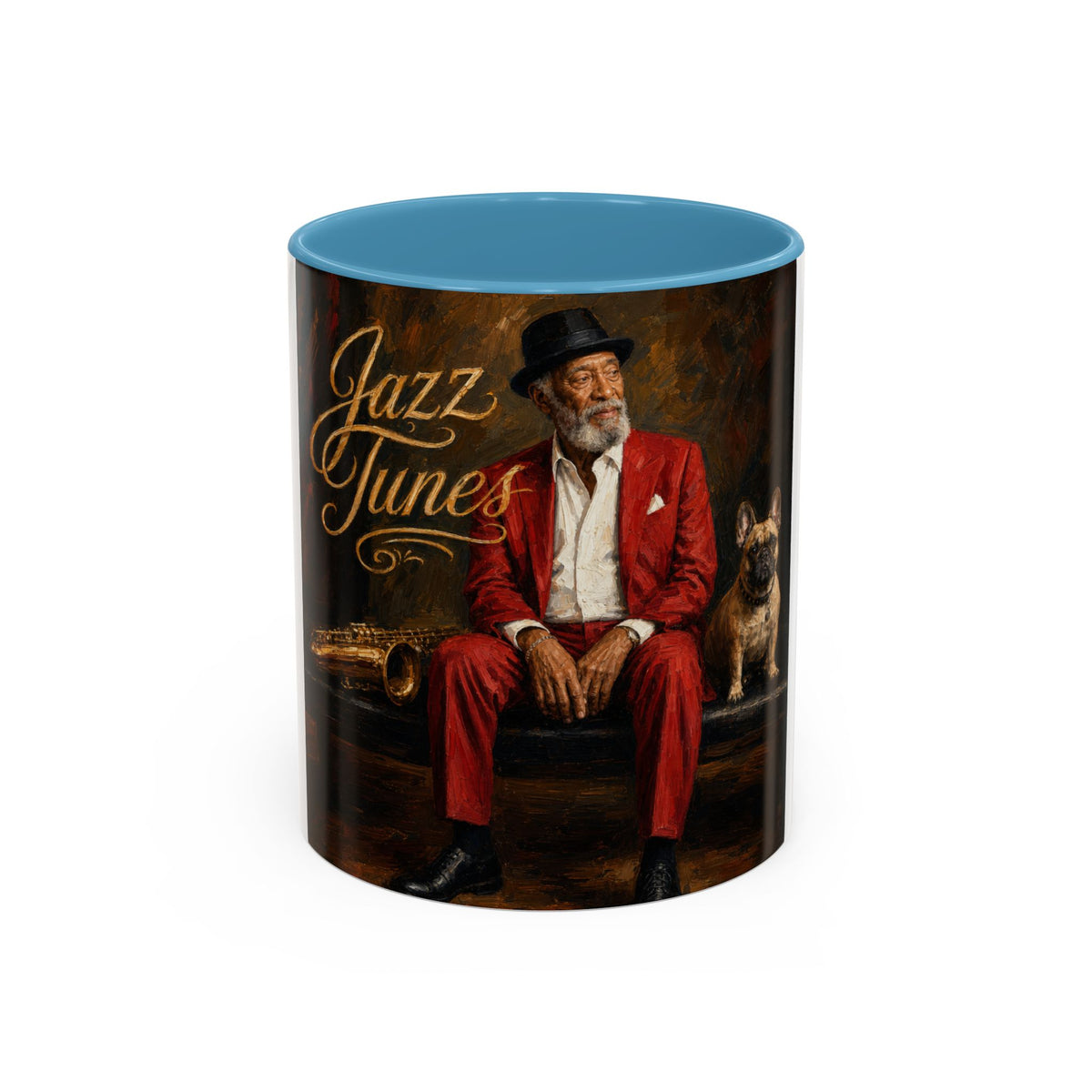 Jazz Tunes Coffee Mug — Vintage Gentleman Sax Player Accent Mug (11/15oz)