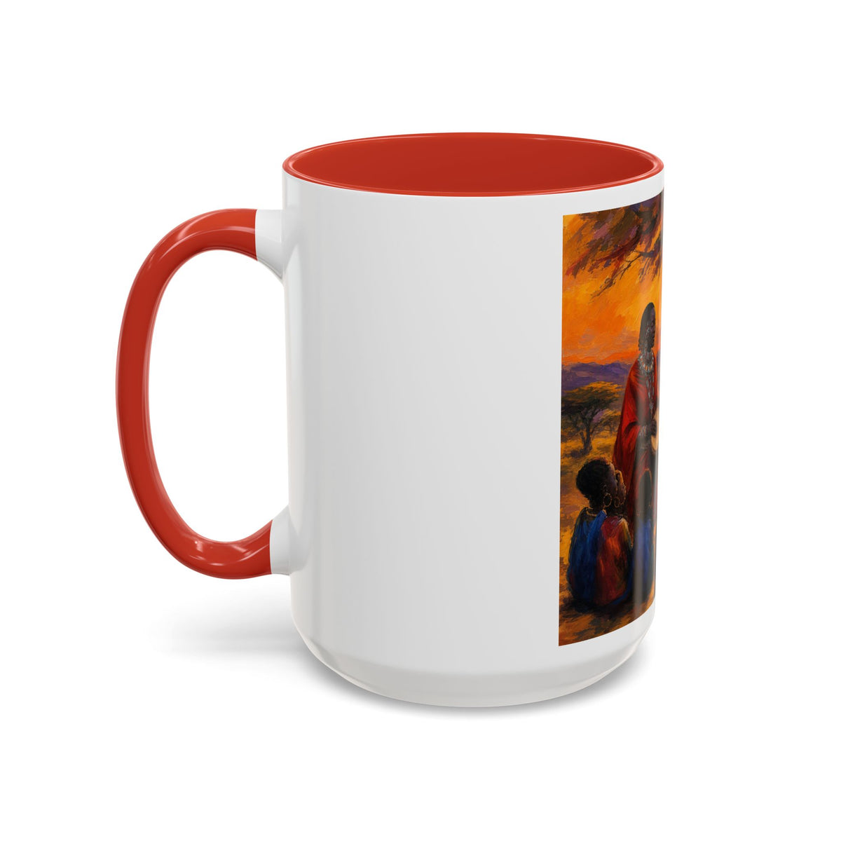 African Sunset Drum Circle Coffee Mug — Vibrant Cultural Art Accent Mug (11/15oz)