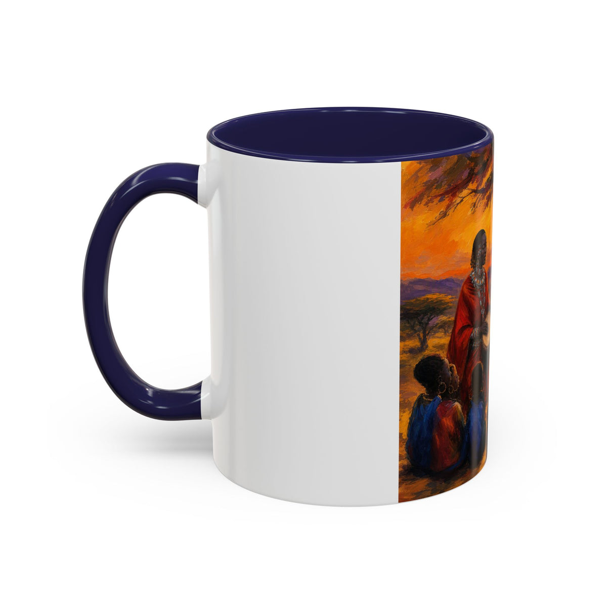 African Sunset Drum Circle Coffee Mug — Vibrant Cultural Art Accent Mug (11/15oz)
