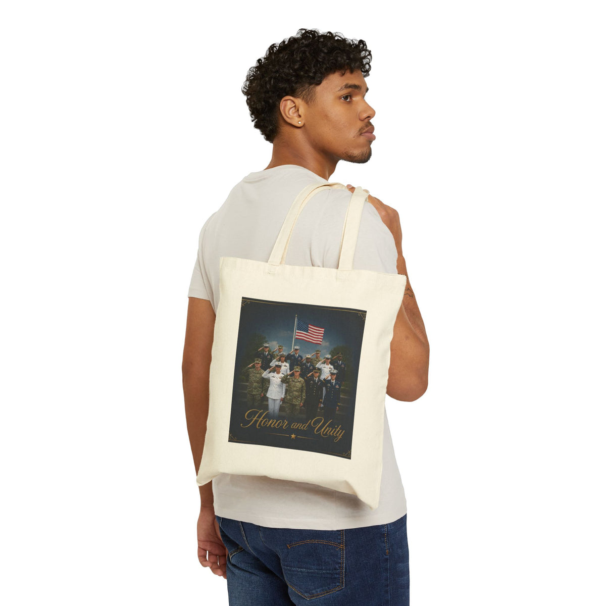 Patriotic Veterans Tote Bag – "Honor and Unity" Canvas Reusable Shopper