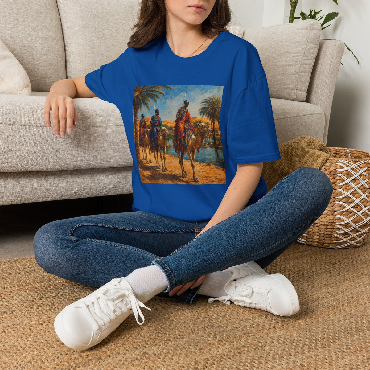 Desert Caravan Art T-Shirt — Vintage Camel Riders Print