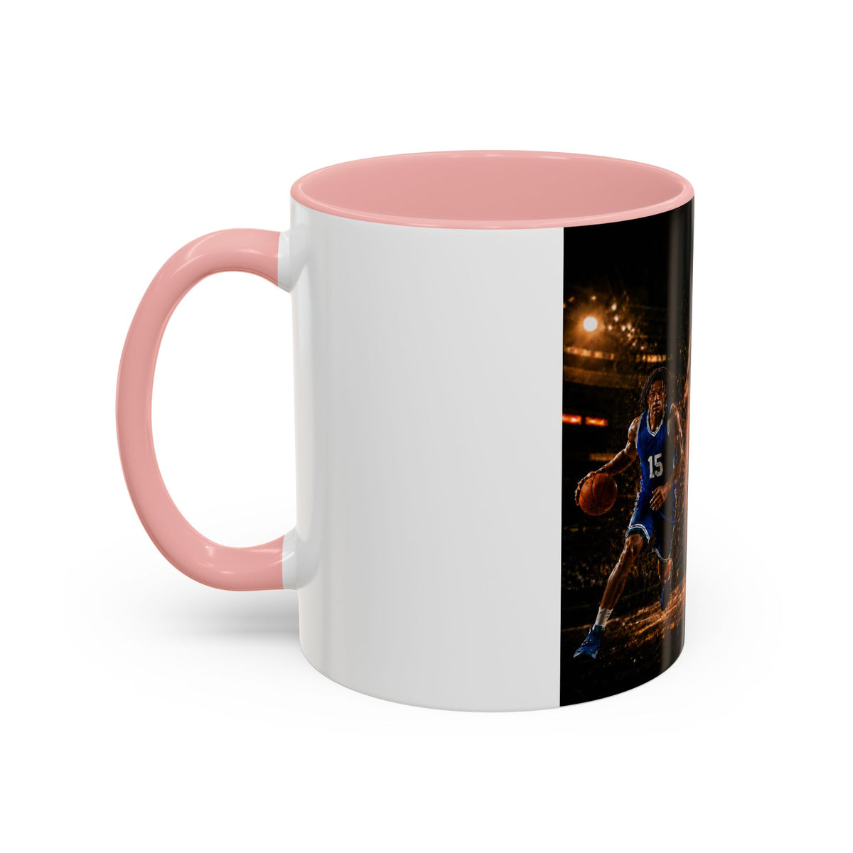 Basketball Players Accent Coffee Mug — Dynamic Court Action 11/15oz