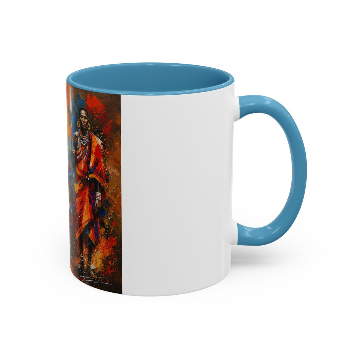 African Drummers Art Coffee Mug — Colorful Maasai Music Accent Mug (11/15oz)
