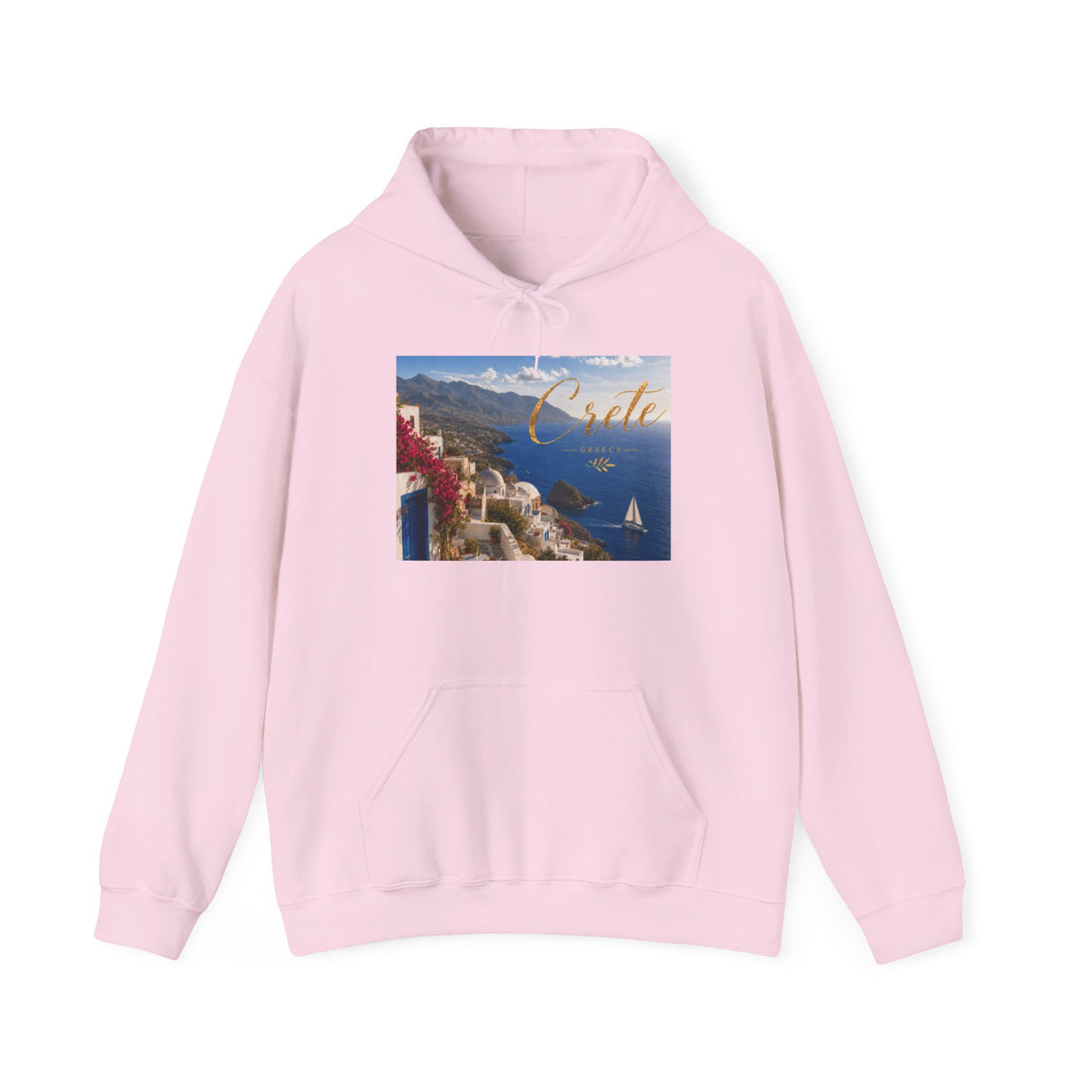Santorini Coastline Hoodie – Greece Travel Photo Sweatshirt with 'Create' Script