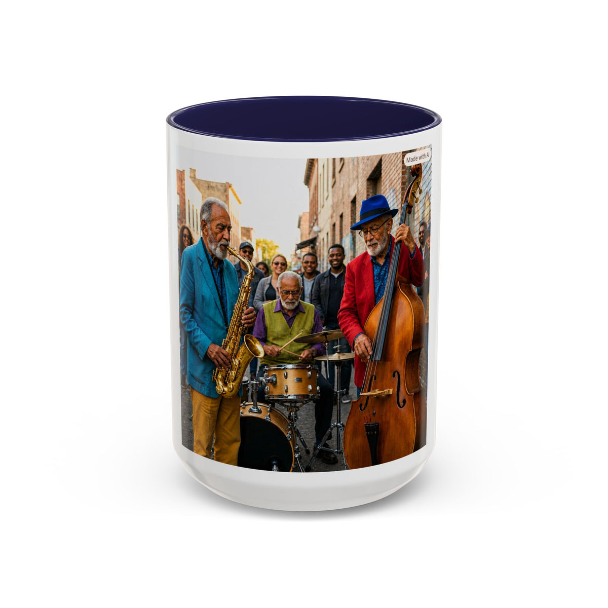 Vintage Jazz Street Band Accent Coffee Mug — 11/15oz