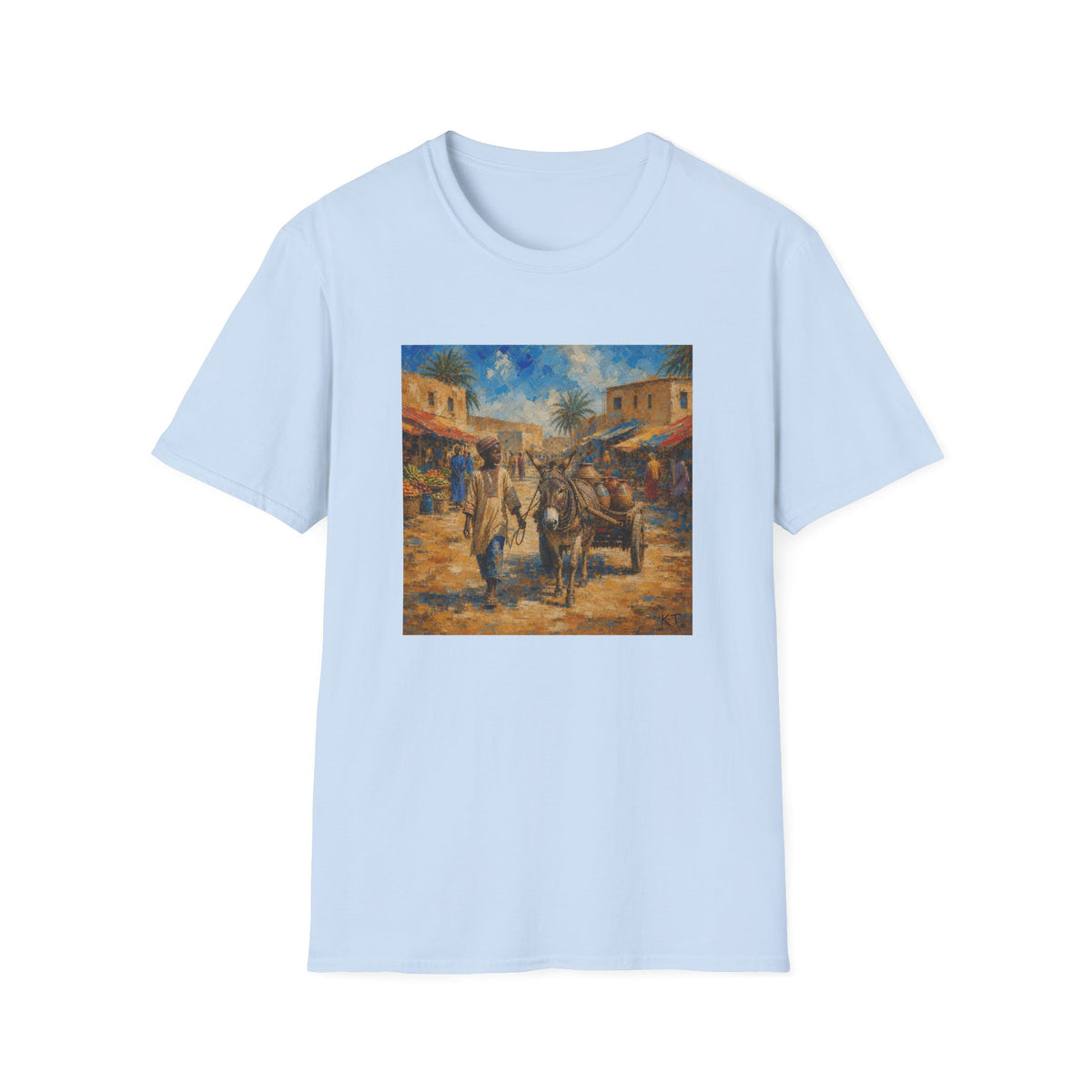 Vintage Mediterranean Market T-Shirt — Rustic Village Street Scene Tee