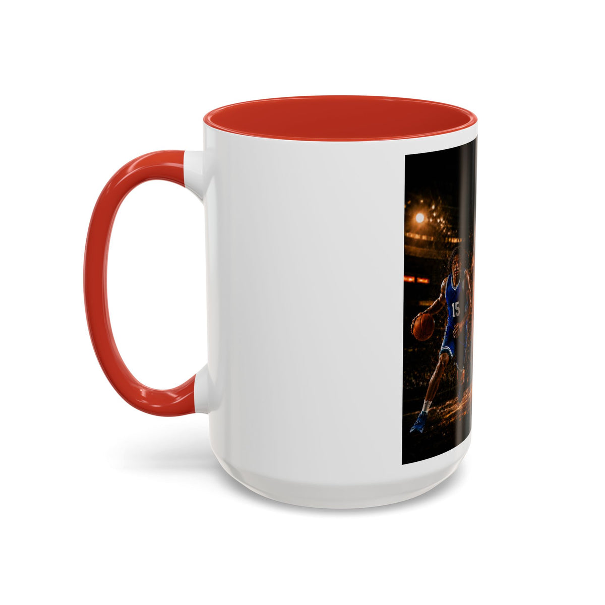 Basketball Players Accent Coffee Mug — Dynamic Court Action 11/15oz