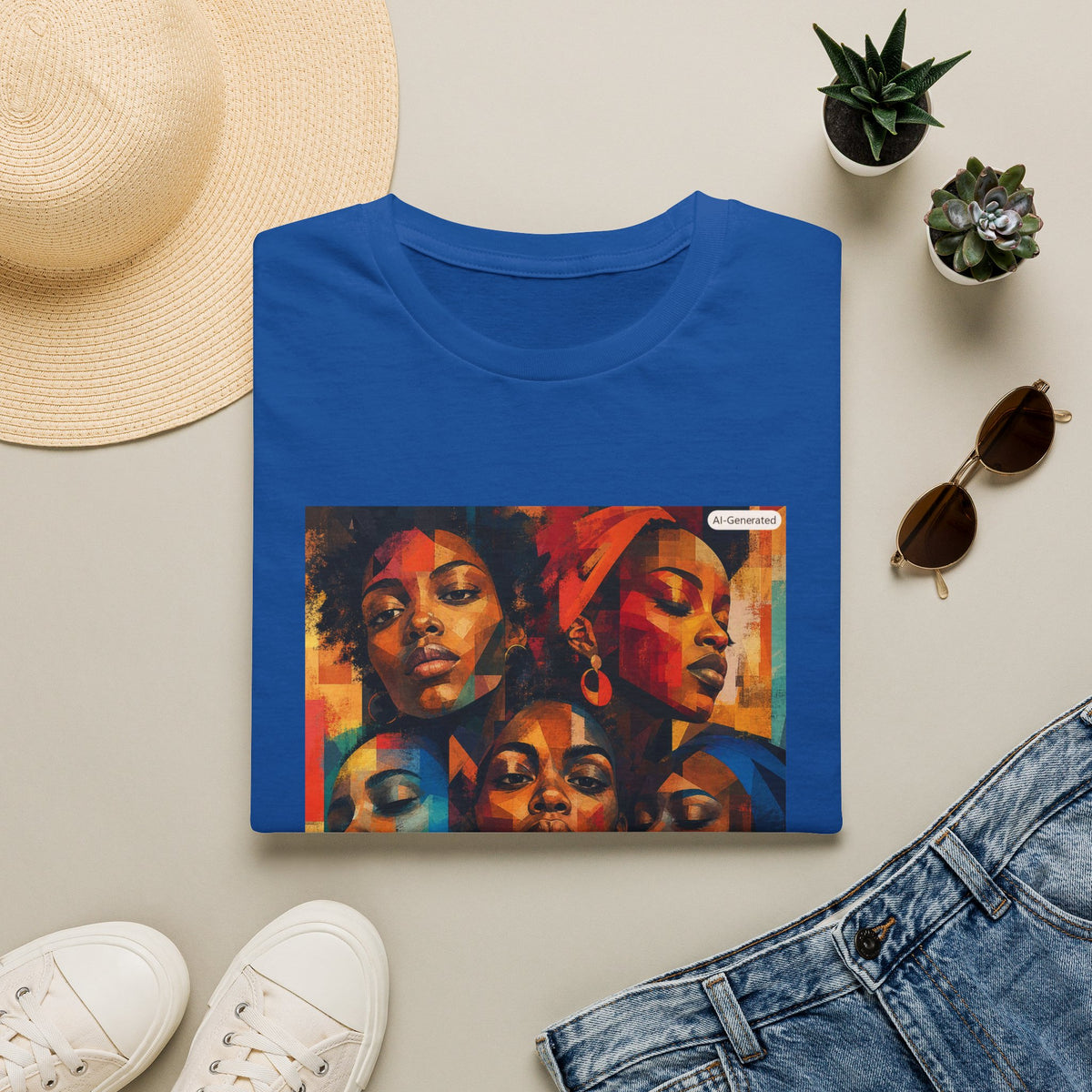 Afrocentric Portrait Tee — Vibrant Multiface Art Graphic T-Shirt