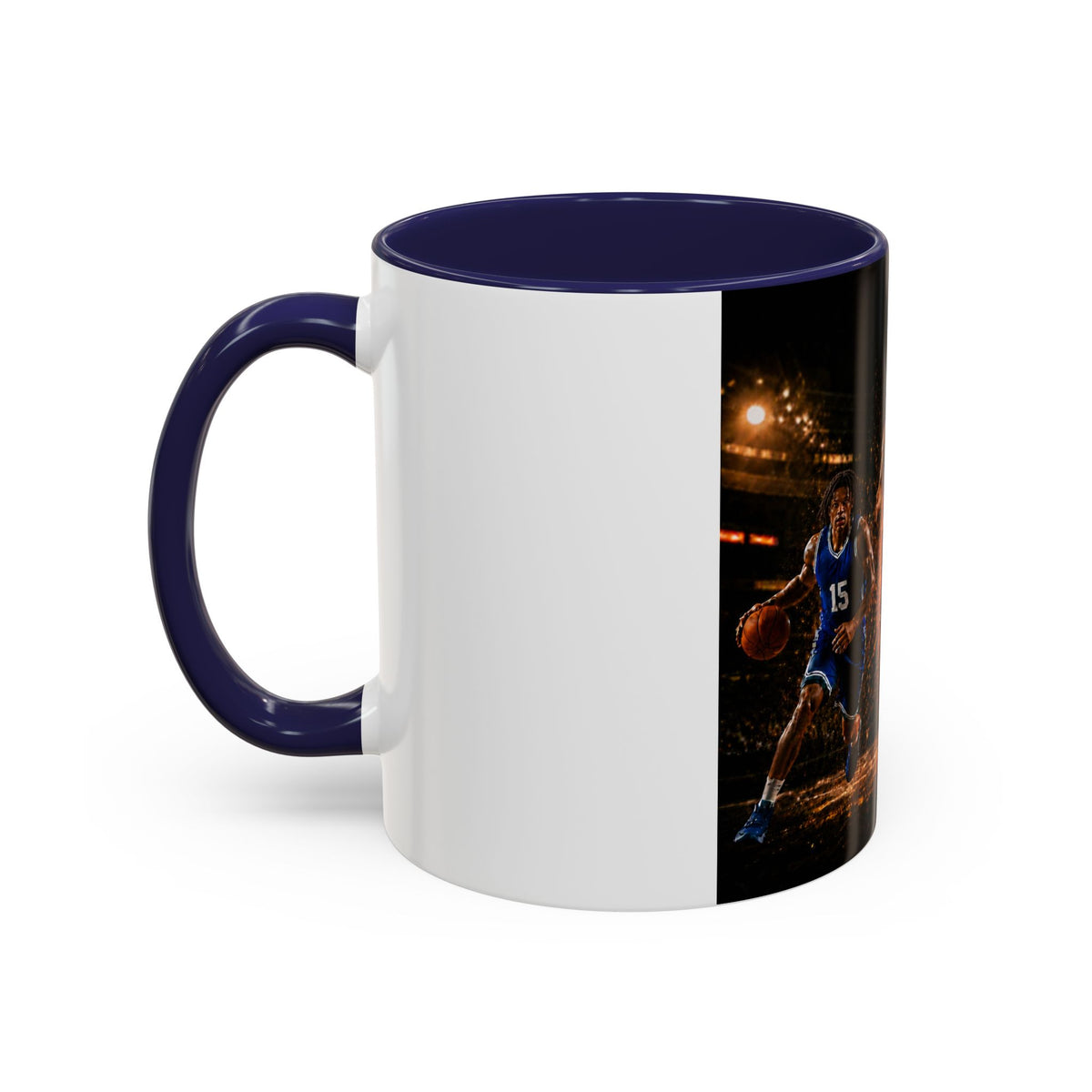 Basketball Players Accent Coffee Mug — Dynamic Court Action 11/15oz