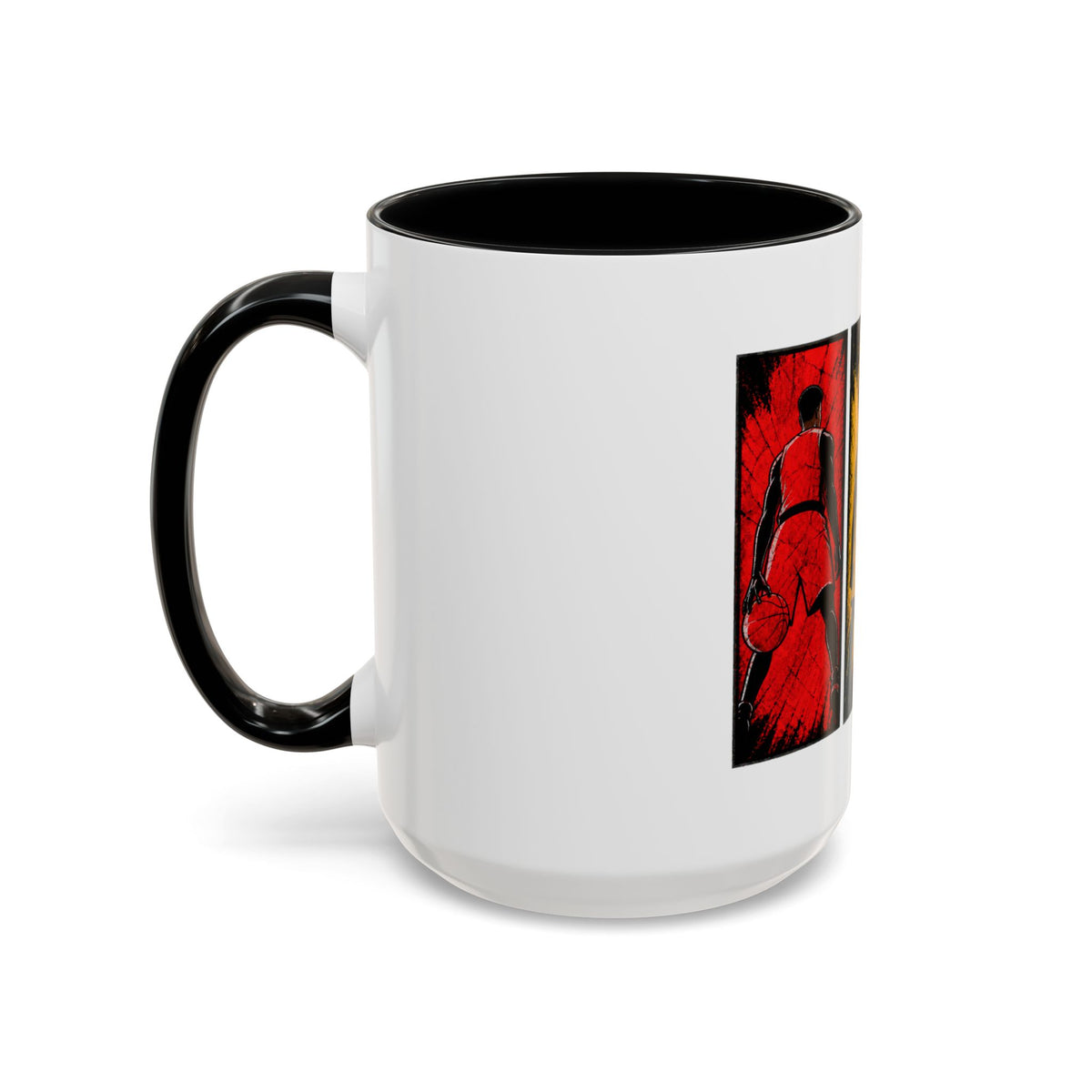 Basketball Silhouette Accent Coffee Mug — Color Block Players (11oz, 15oz)
