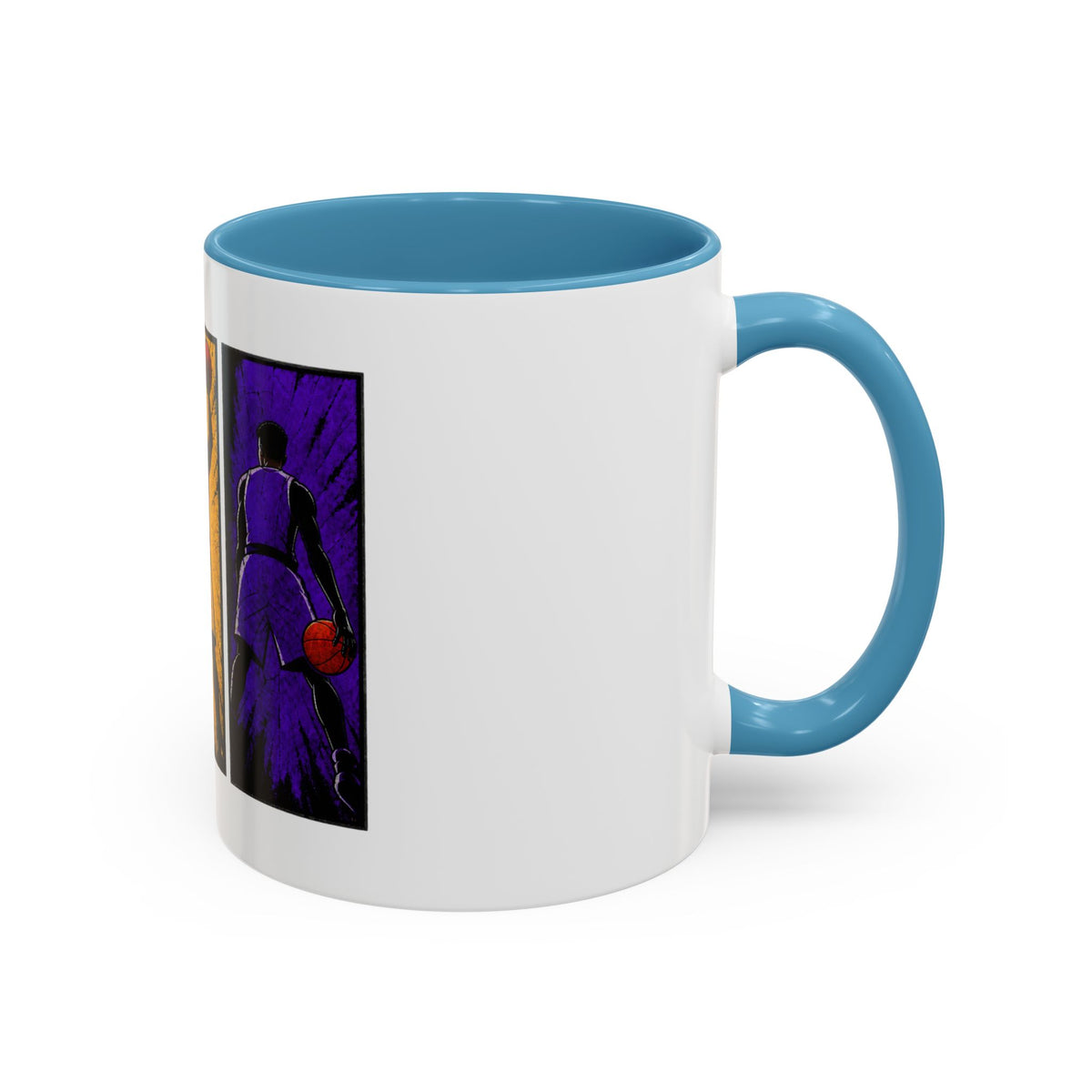 Basketball Silhouette Accent Coffee Mug — Color Block Players (11oz, 15oz)