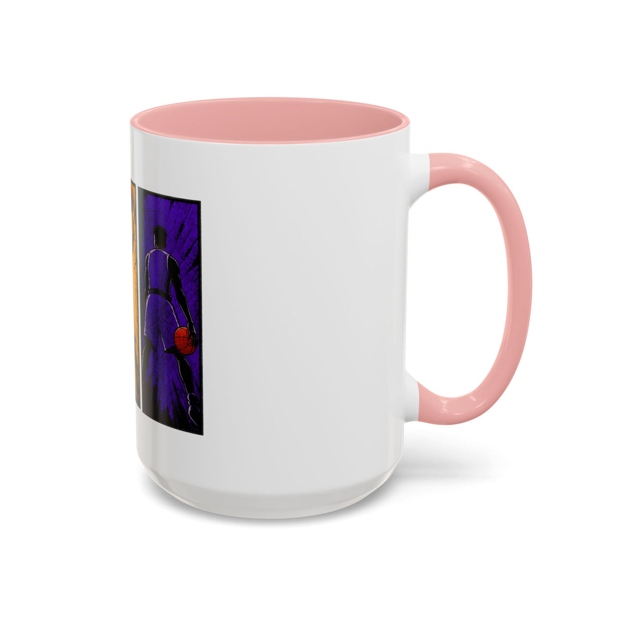 Basketball Silhouette Accent Coffee Mug — Color Block Players (11oz, 15oz)