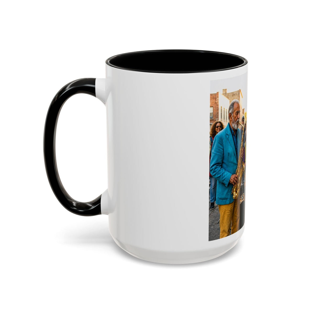 Vintage Jazz Street Band Accent Coffee Mug — 11/15oz