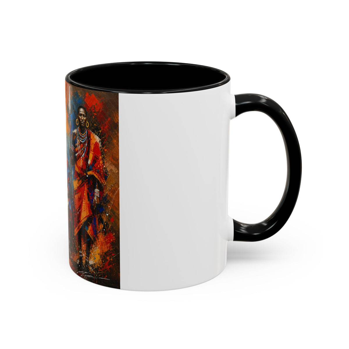 African Drummers Art Coffee Mug — Colorful Maasai Music Accent Mug (11/15oz)