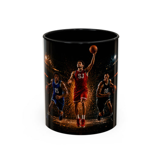 Basketball Players Accent Coffee Mug — Dynamic Court Action 11/15oz