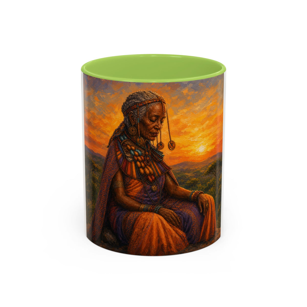 Sunset Sage Coffee Mug — African Matriarch Art 11oz/15oz Accent Mug