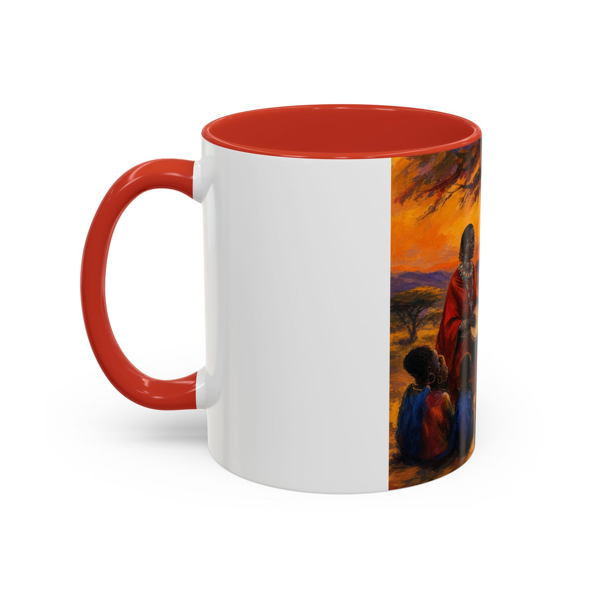 African Sunset Drum Circle Coffee Mug — Vibrant Cultural Art Accent Mug (11/15oz)